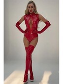 Costume de baie din PVC fără mâneci, cu aspect umed, din piele PU strălucitoare, cu crotch deschis, costum de baie, colanți, corp sexy, haine de club, topuri