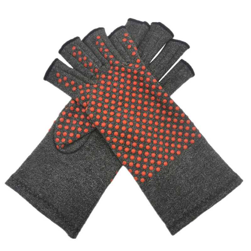 1 чифт компресионни ръкавици за артрит, без пръсти, болки в карпалния тунел, против приплъзване, лепило, точкови ръкавици за карпален тунел, ревматоидни/сухожилия