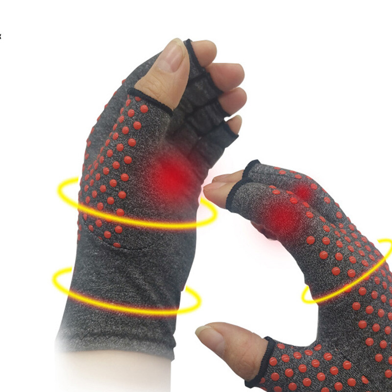 1 чифт компресионни ръкавици за артрит, без пръсти, болки в карпалния тунел, против приплъзване, лепило, точкови ръкавици за карпален тунел, ревматоидни/сухожилия