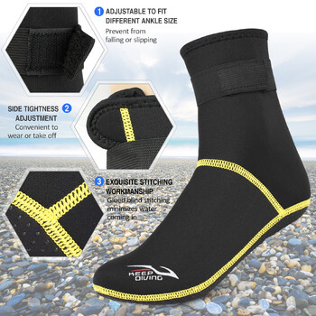 Κάλτσες κατάδυσης 3 χιλιοστών Neoprene Beach Water Socks Θερμικές μπότες Wetsuit Αντιολισθητικές κάλτσες κατάδυσης για ράφτινγκ Snorkeling Ιστιοπλοΐα Κολύμβηση