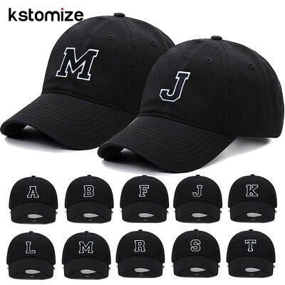 Početno slovo AZ Crna bejzbol kapa za muškarce Womne visokokvalitetne mekane pamučne vezene modne timske sportske šilterice Snapback kape