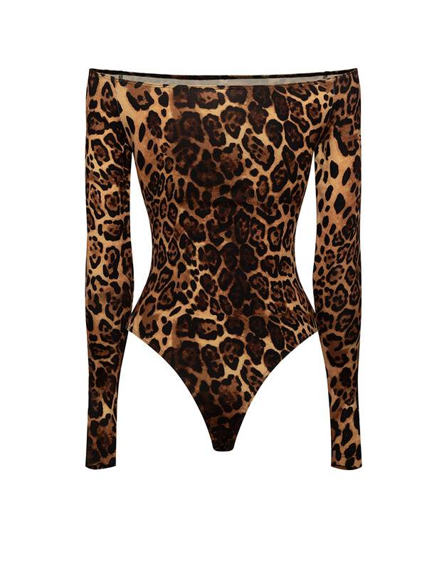 Body cu imprimeu leopard pentru femei, la modă, sexy, de club, cu mâneci lungi, cu gât slim, salopete subțire, salopete de stradă pentru femei