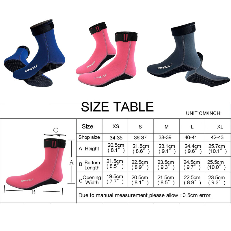 3 mm nardymo kojinės Neopreno paplūdimio vandens kojinės terminiai hidrokostiumo batai neslystantys nardymo kojinės plaukiojimui plaustais, paviršiniu nardymu, buriavimu, plaukimui