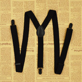 Тиранти с 3 щипки Модни плътни черни 120 см кожени унисекс тиранти Дамски мъжки презрамки за панталони Еластични колани Презрамки