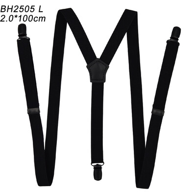 Тиранти с 3 щипки Модни плътни черни 120 см кожени унисекс тиранти Дамски мъжки презрамки за панталони Еластични колани Презрамки