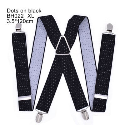 Suures suuruses traksid, suured meeste reguleeritavad elastsed X seljapüksid, naiste püksid, 55-tollised klambrid, täpp mustal