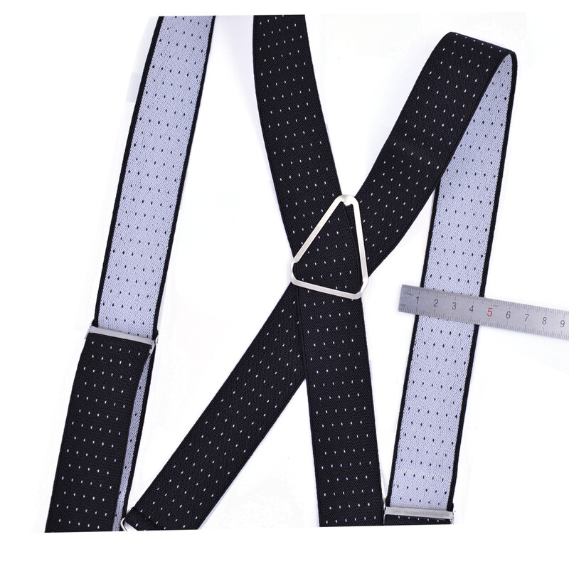 Suures suuruses traksid, suured meeste reguleeritavad elastsed X seljapüksid, naiste püksid, 55-tollised klambrid, täpp mustal