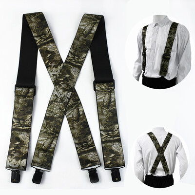 Deepeel Adults vīriešu balstiekārtas 5 cm platas elastīgas lencēm maskēšanās X-Type 4 klipši regulēšanas siksniņa Vīriešu bikšturi vīriešu siksniņa