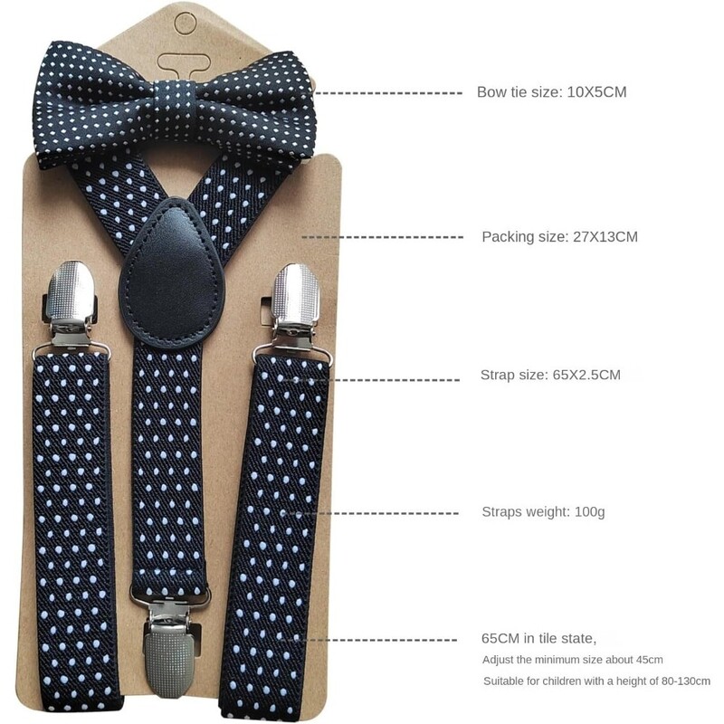 Reguleeritavad elastsed traksid Kikilipsu komplektid lastele Lastele Poistele Tüdrukutele Pulmapidu Ü-selg täpilised traksid Vöö Kikilips