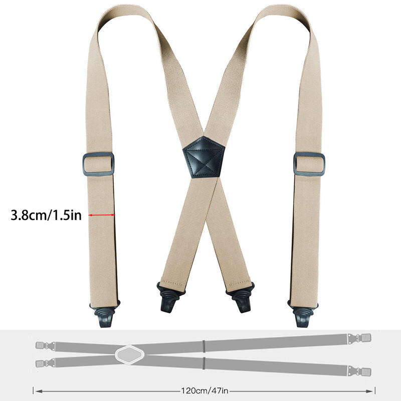 Muški veliki, visoki tregeri za teške uvjete rada za posao, 3,8 cm/1,5 inča X-leđa 4 jake plastične kopče, podesive elastične naramenice za hlače