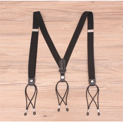 2,5 cm platums Modes bikšturi Vīriešu Pieaugušo dabīgās ādas apgrieztas pogas gals Y mugura Regulējama elastīga bikšu lencēm Siksnas josta