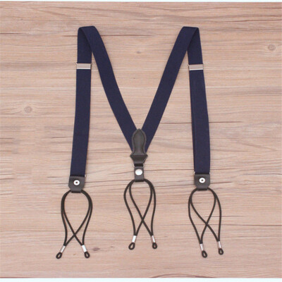 2,5 cm platums Modes bikšturi Vīriešu Pieaugušo dabīgās ādas apgrieztas pogas gals Y mugura Regulējama elastīga bikšu lencēm Siksnas josta