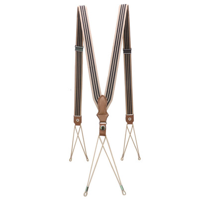 2,5 cm platums Modes bikšturi Vīriešu Pieaugušo dabīgās ādas apgrieztas pogas gals Y mugura Regulējama elastīga bikšu lencēm Siksnas josta