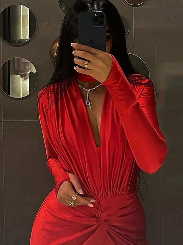 CNYISHE Modes ar dziļu V veida kakla izgriezumu, šaurām piedurknēm, šaurām piedurknēm, sieviešu kombinezoni, biroja sieviešu kombinezoni.