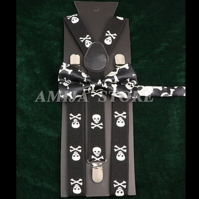 Моден унисекс комплект тиранти Музикална нота Дъгови тиранти с папийонка, щипка, ластик на Y-образен гръб, мъжки презрамки Butterfly Party Gi