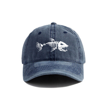 Бейзболна шапка Fishbone Summer Distressed Dad Hats Men Outdoor Fishing Skeleton Fish Bone Caps MZ-496