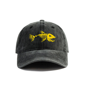 Бейзболна шапка Fishbone Summer Distressed Dad Hats Men Outdoor Fishing Skeleton Fish Bone Caps MZ-496