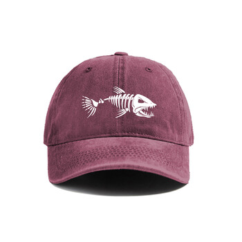 Бейзболна шапка Fishbone Summer Distressed Dad Hats Men Outdoor Fishing Skeleton Fish Bone Caps MZ-496