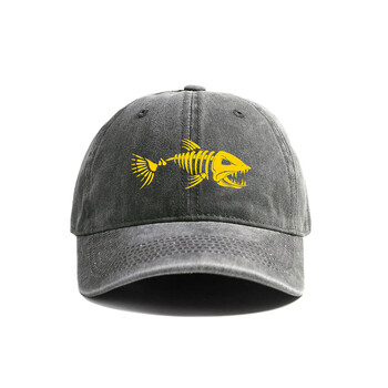 Бейзболна шапка Fishbone Summer Distressed Dad Hats Men Outdoor Fishing Skeleton Fish Bone Caps MZ-496