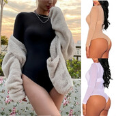 FREEAUCE Melns bruņurupucis ar garām piedurknēm, seksīgi caurlaidīgi bodiji Vasaras sieviešu ballītes naktsklubs Romper TOPS apģērbs