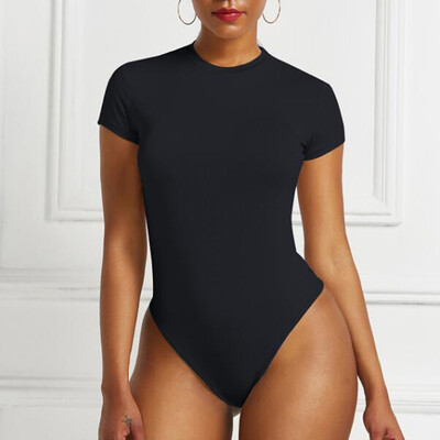 Sexy One Piece Bodycon Bodycon Bodycon trumpomis rankovėmis O kaklo atvira Basic Balta Juoda Raudona Kombinezonai Moteriški kėbulai Skinny Rompers Moterys