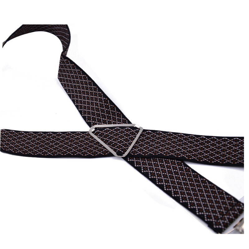 Odolné traky veľkej veľkosti pre mužov, nastaviteľné elastické traky s X chrbtom pre ženy, 55-palcové klipy na hnedej kockovanej podväzke