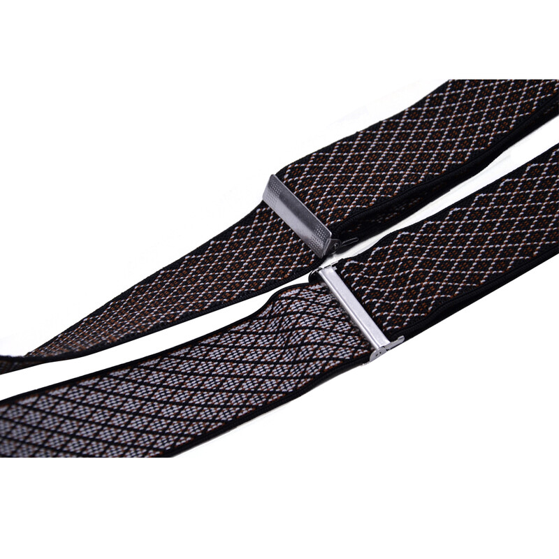 Odolné traky veľkej veľkosti pre mužov, nastaviteľné elastické traky s X chrbtom pre ženy, 55-palcové klipy na hnedej kockovanej podväzke