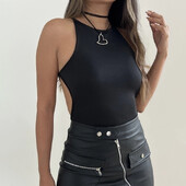 CIBBAR seksīgs bodijs bez atzveltnes, vienkrāsains melns bezpiedurkņu bodijs sievietēm, vasaras kluba ballīšu tērpi y2k modes ķermeņa krekls