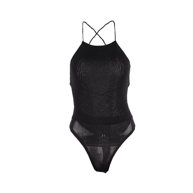 Body Halter Femei Top negru Body Tie Up Body de vară Streetwear Haine de petrecere Tinute sexy Salopete fără mâneci Body fără negru