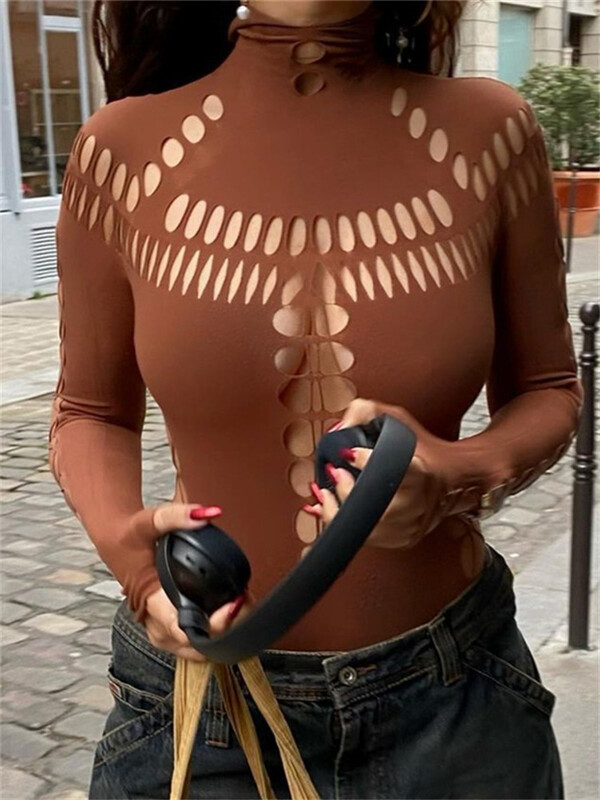 kliou Body noi pentru femei, concise, solide, de toamnă, hipster, cu mâneci întregi, cu gâtul O, topuri slabe, tendințe feminine, haine sălbatice sexy pentru petrecere