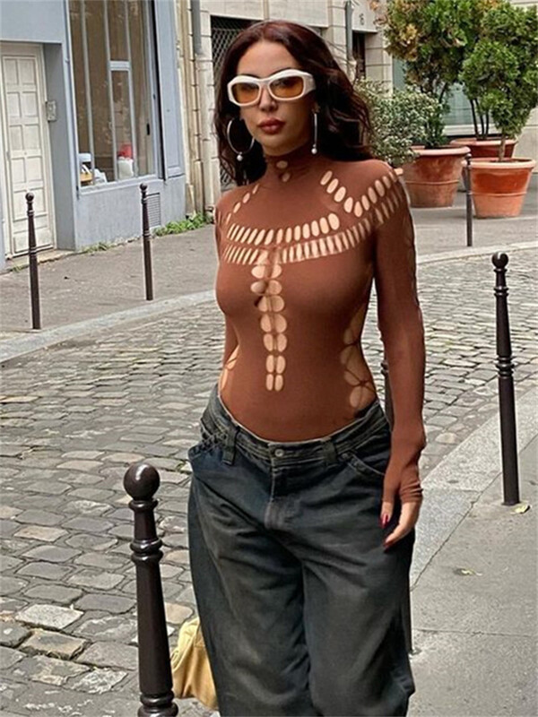 kliou Body noi pentru femei, concise, solide, de toamnă, hipster, cu mâneci întregi, cu gâtul O, topuri slabe, tendințe feminine, haine sălbatice sexy pentru petrecere