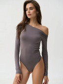 Sibybo Basics Bodijs bez pleciem Sieviešu rudens ar garām piedurknēm Ruched Slim Bodycon One Piece Body Tops Solid Casual Sieviešu kombinezoni