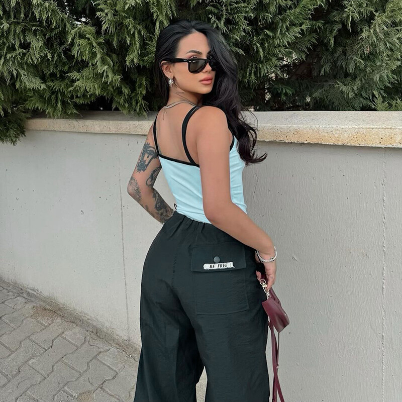 Ženski sportski bodi jednobojni ljetni seksi remen bez rukava Ležerni uski bodi modni O-izrez s vezom uske hlače s slovom