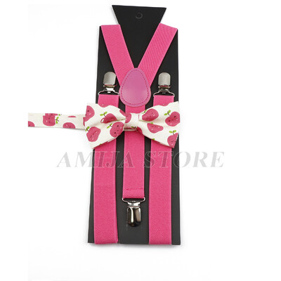 Modni uniseks komplet naramenica s crvenim ružičastim bijelim naramenicama s cvjetnim crtanim motivima, pamučnom leptir mašnom, elastičnim Y-leđima, muškim naramenicama za zabavu