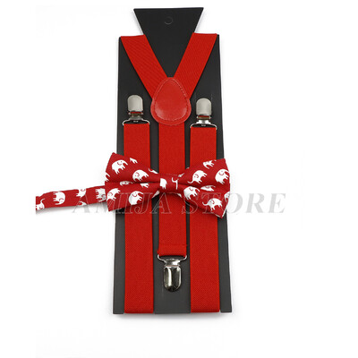 Modni uniseks komplet naramenica s crvenim ružičastim bijelim naramenicama s cvjetnim crtanim motivima, pamučnom leptir mašnom, elastičnim Y-leđima, muškim naramenicama za zabavu