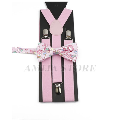 Modni uniseks komplet naramenica s crvenim ružičastim bijelim naramenicama s cvjetnim crtanim motivima, pamučnom leptir mašnom, elastičnim Y-leđima, muškim naramenicama za zabavu