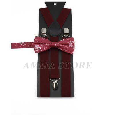 Modni uniseks komplet naramenica s crvenim ružičastim bijelim naramenicama s cvjetnim crtanim motivima, pamučnom leptir mašnom, elastičnim Y-leđima, muškim naramenicama za zabavu