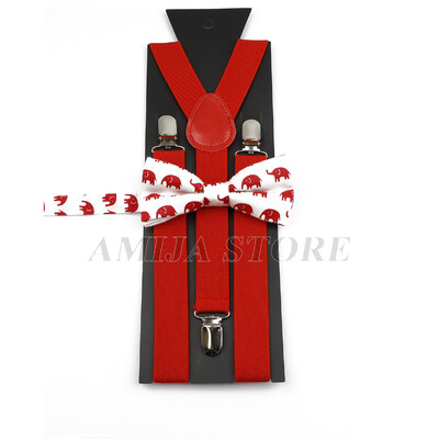 Modni uniseks komplet naramenica s crvenim ružičastim bijelim naramenicama s cvjetnim crtanim motivima, pamučnom leptir mašnom, elastičnim Y-leđima, muškim naramenicama za zabavu