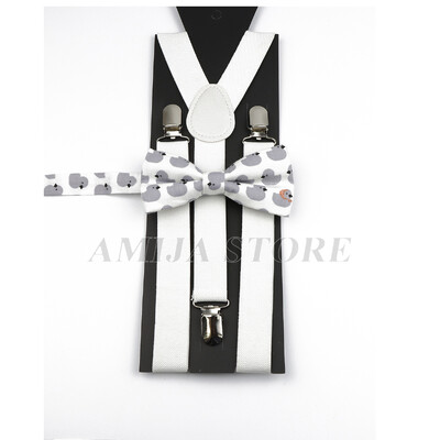 Modni uniseks komplet naramenica s crvenim ružičastim bijelim naramenicama s cvjetnim crtanim motivima, pamučnom leptir mašnom, elastičnim Y-leđima, muškim naramenicama za zabavu