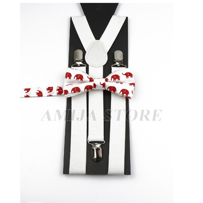 Modni uniseks komplet naramenica s crvenim ružičastim bijelim naramenicama s cvjetnim crtanim motivima, pamučnom leptir mašnom, elastičnim Y-leđima, muškim naramenicama za zabavu