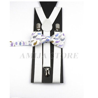 Modni uniseks komplet naramenica s crvenim ružičastim bijelim naramenicama s cvjetnim crtanim motivima, pamučnom leptir mašnom, elastičnim Y-leđima, muškim naramenicama za zabavu