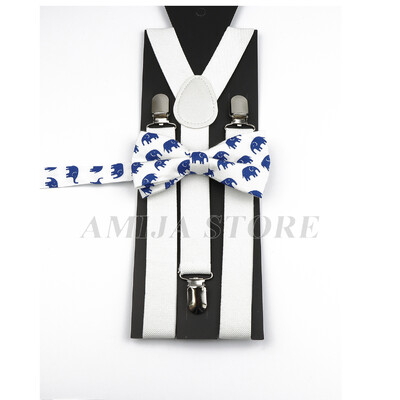 Modni uniseks komplet naramenica s crvenim ružičastim bijelim naramenicama s cvjetnim crtanim motivima, pamučnom leptir mašnom, elastičnim Y-leđima, muškim naramenicama za zabavu