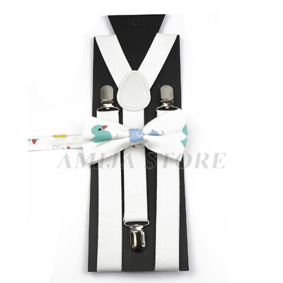 Modni uniseks komplet naramenica s crvenim ružičastim bijelim naramenicama s cvjetnim crtanim motivima, pamučnom leptir mašnom, elastičnim Y-leđima, muškim naramenicama za zabavu