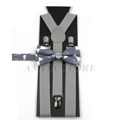 Modni uniseks komplet naramenica s crvenim ružičastim bijelim naramenicama s cvjetnim crtanim motivima, pamučnom leptir mašnom, elastičnim Y-leđima, muškim naramenicama za zabavu