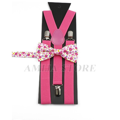 Modni uniseks komplet naramenica s crvenim ružičastim bijelim naramenicama s cvjetnim crtanim motivima, pamučnom leptir mašnom, elastičnim Y-leđima, muškim naramenicama za zabavu