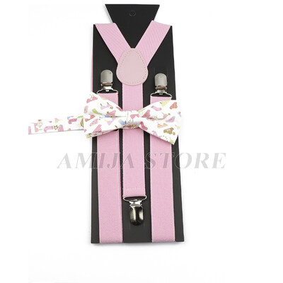 Modni uniseks komplet naramenica s crvenim ružičastim bijelim naramenicama s cvjetnim crtanim motivima, pamučnom leptir mašnom, elastičnim Y-leđima, muškim naramenicama za zabavu