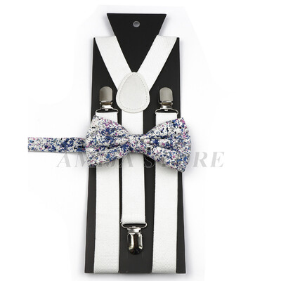 Modni uniseks komplet naramenica s crvenim ružičastim bijelim naramenicama s cvjetnim crtanim motivima, pamučnom leptir mašnom, elastičnim Y-leđima, muškim naramenicama za zabavu