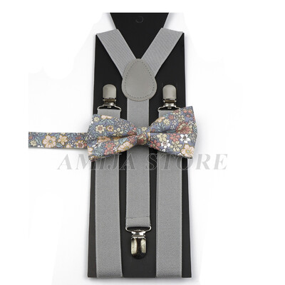 Modni uniseks komplet naramenica s crvenim ružičastim bijelim naramenicama s cvjetnim crtanim motivima, pamučnom leptir mašnom, elastičnim Y-leđima, muškim naramenicama za zabavu