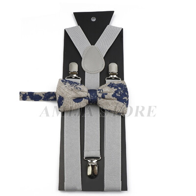 Modni uniseks komplet naramenica s crvenim ružičastim bijelim naramenicama s cvjetnim crtanim motivima, pamučnom leptir mašnom, elastičnim Y-leđima, muškim naramenicama za zabavu