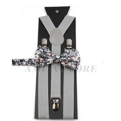 Modni uniseks komplet naramenica s crvenim ružičastim bijelim naramenicama s cvjetnim crtanim motivima, pamučnom leptir mašnom, elastičnim Y-leđima, muškim naramenicama za zabavu